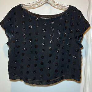 Milly black crop top sequin dot detail. Sz 6